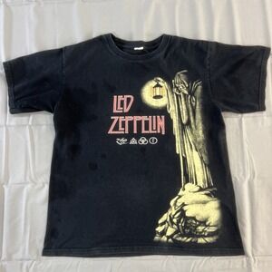 Led Zeppelin Graphic T-shirt Unisex Small Black Music Y2K - READ